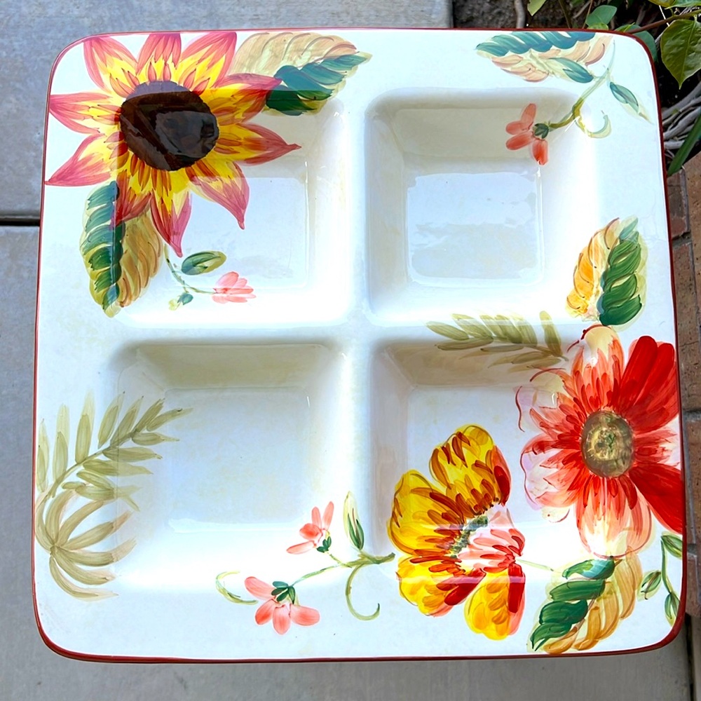 Vintage Large Maxcera Floral Divided Serving Dish